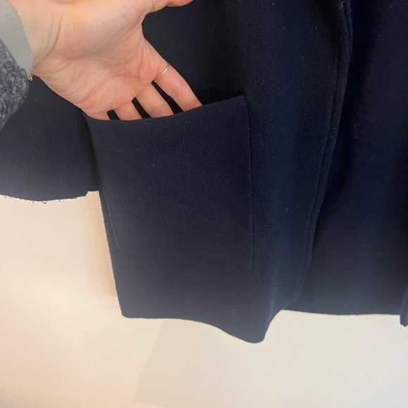 J. Crew Merino Wool Open Front Sweater Blazer Coat - Navy Blue- Size S - Picture 4 of 13